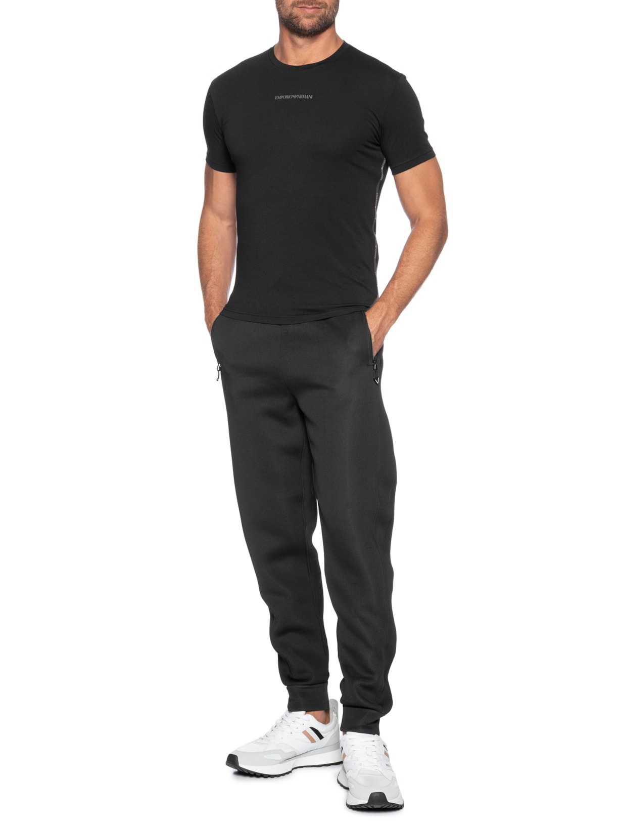 Kit De Camiseta Masculina 2 Peças Manga Curta Crew Neck Preto Emporio Armani Bodywear