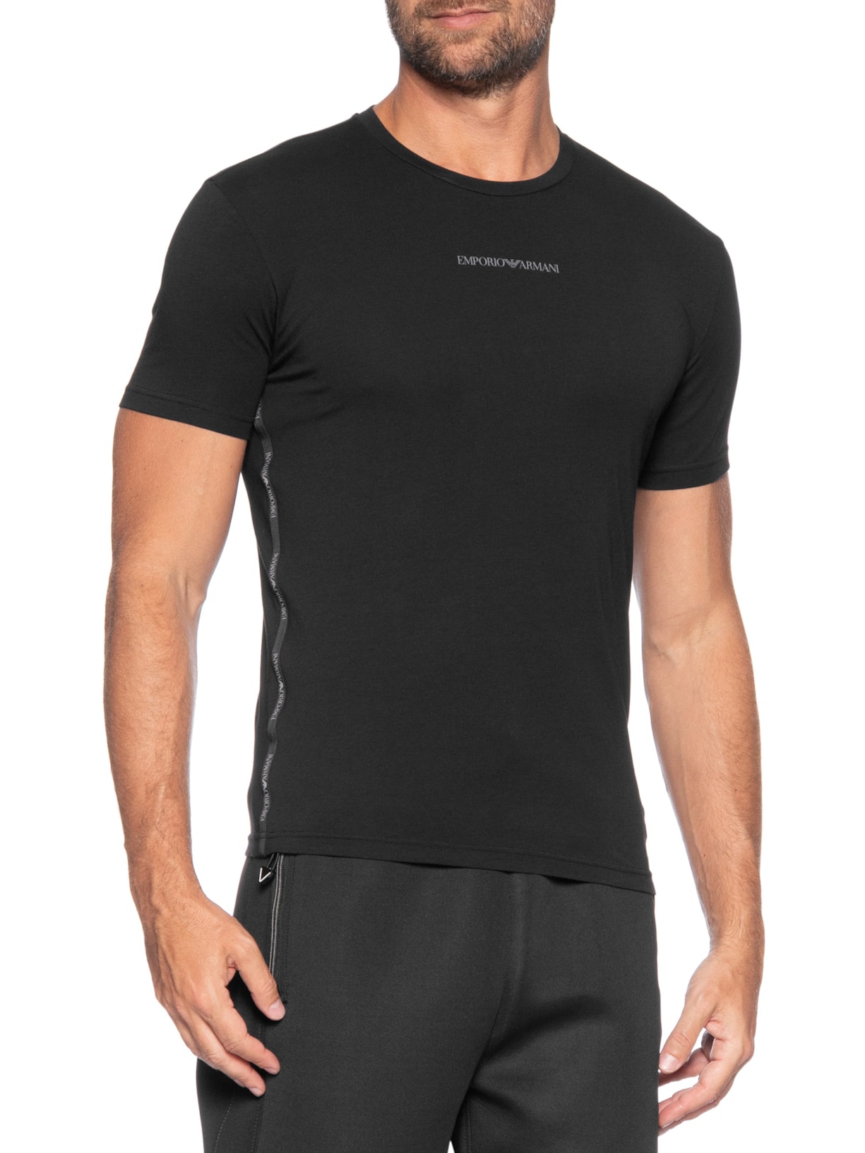 Kit De Camiseta Masculina 2 Peças Manga Curta Crew Neck Preto Emporio Armani Bodywear