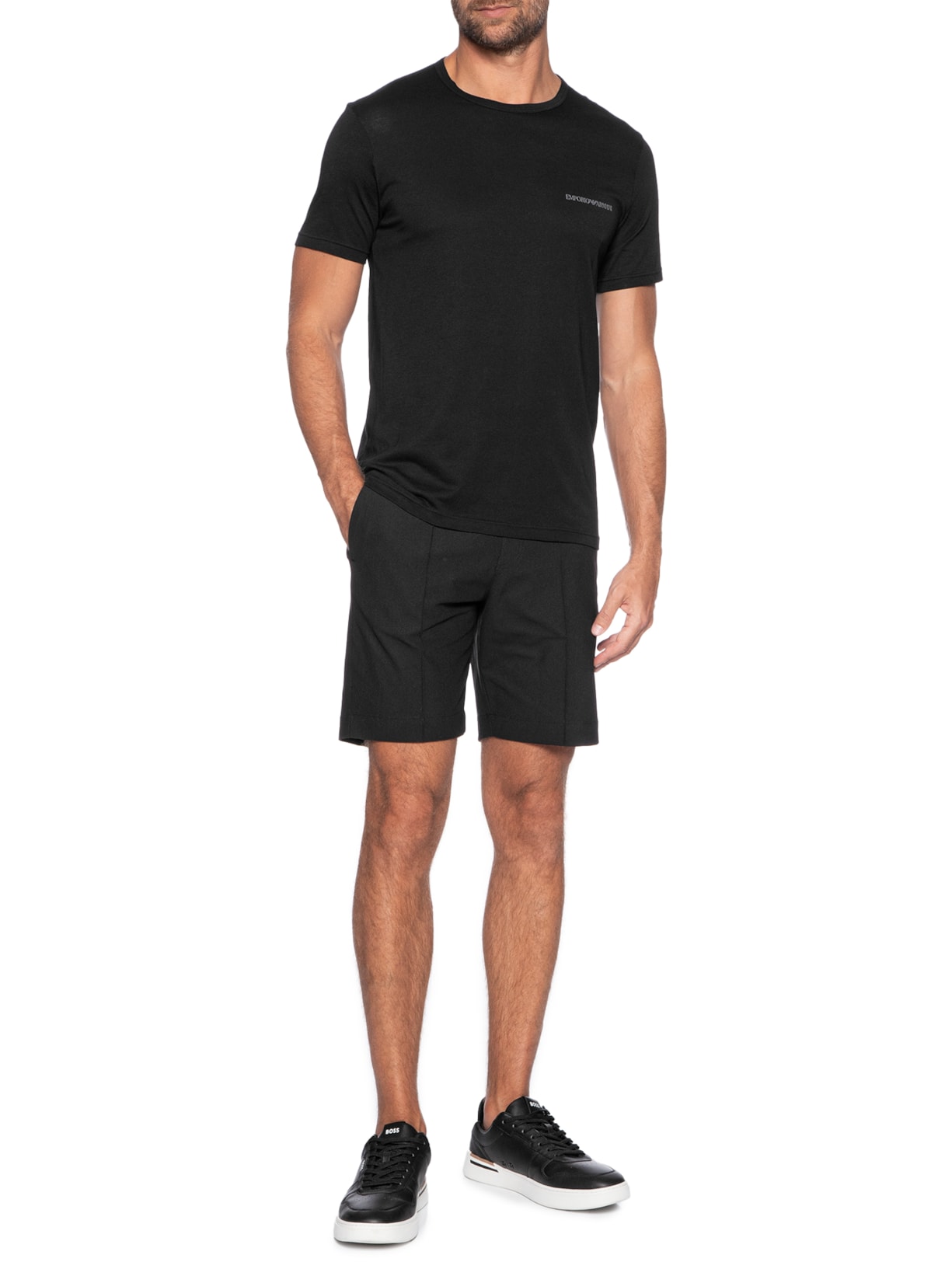 Kit De Camiseta Masculina 2 Peças Mc Crew Neck Preto Emporio Armani Bodywear