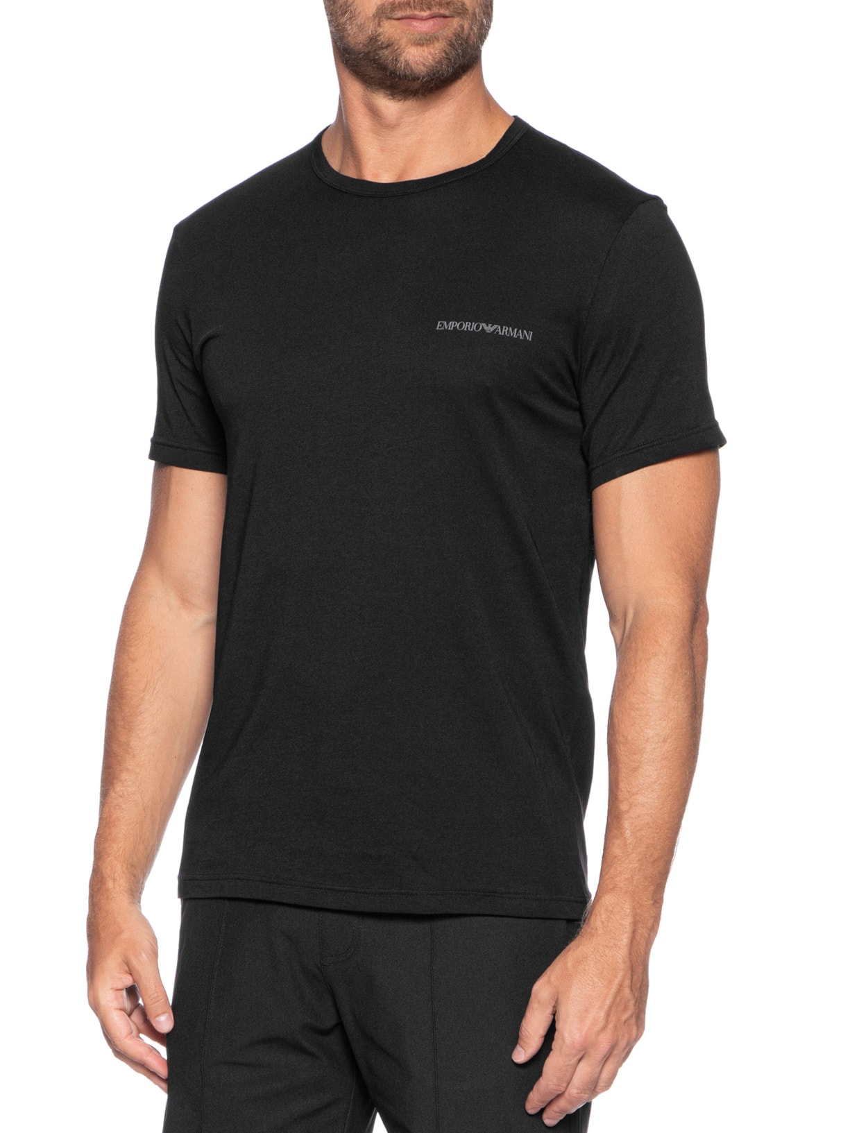 Kit De Camiseta Masculina 2 Peças Mc Crew Neck Preto Emporio Armani Bodywear