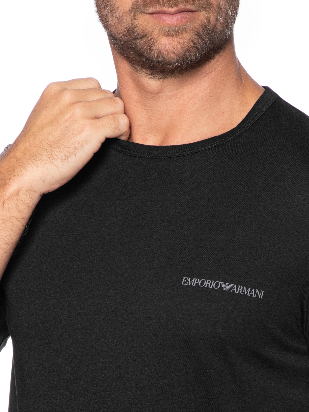 Kit De Camiseta Masculina 2 Peças Mc Crew Neck Preto Emporio Armani Bodywear