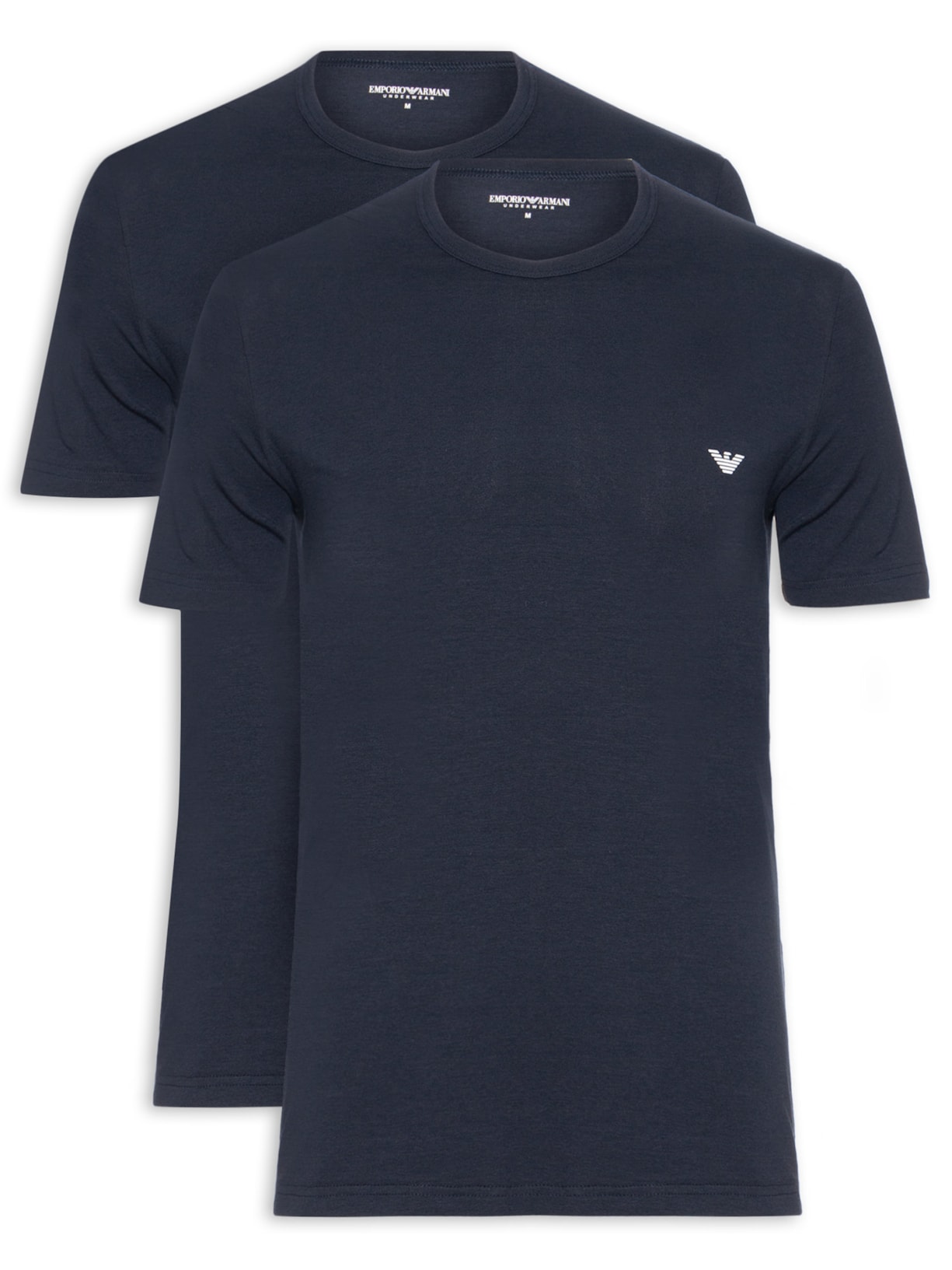 Kit De Camiseta Masculina 2 Peças Mc Parte Alta Azul Emporio Armani Bodywear