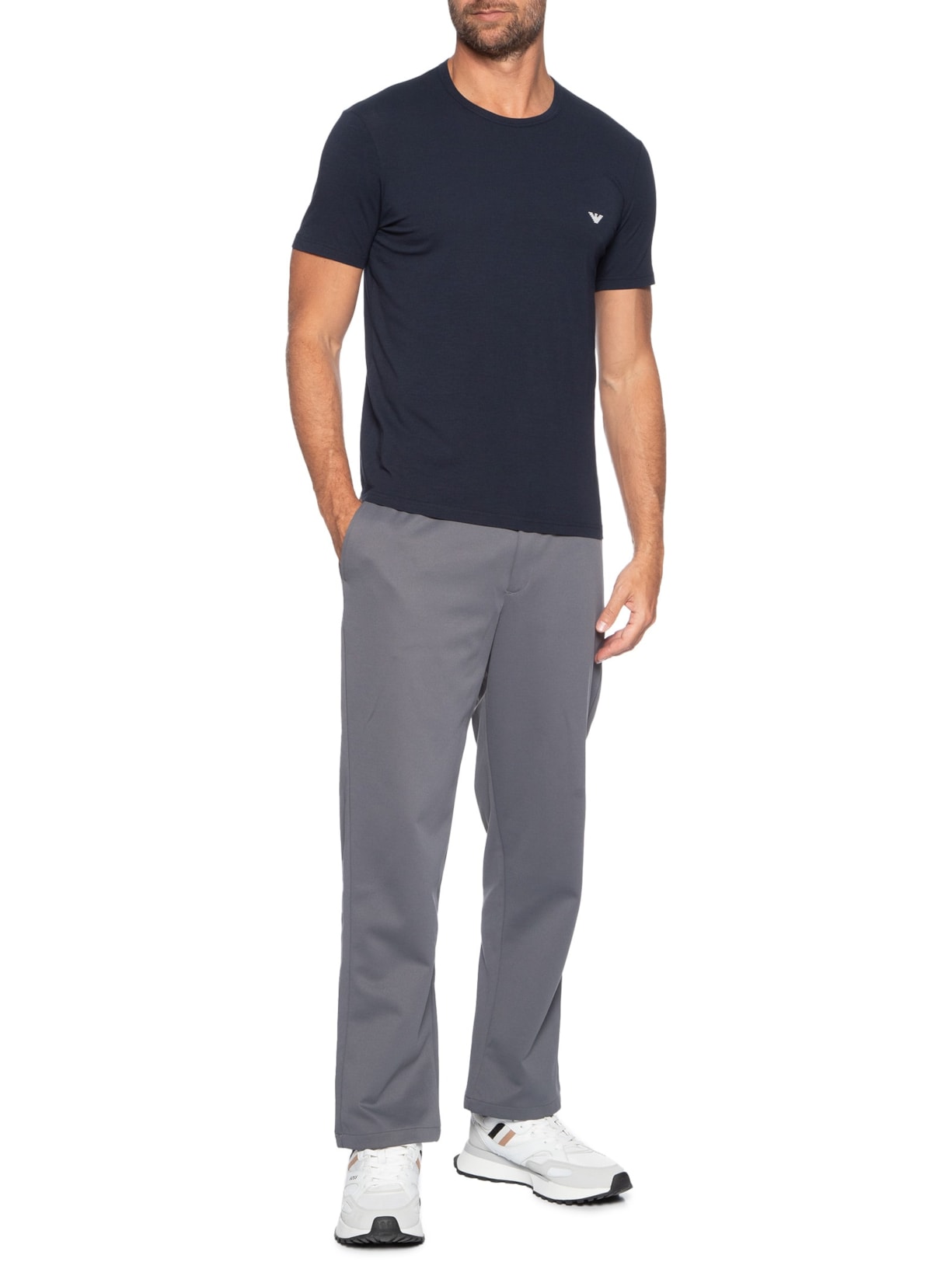 Kit De Camiseta Masculina 2 Peças Mc Parte Alta Azul Emporio Armani Bodywear