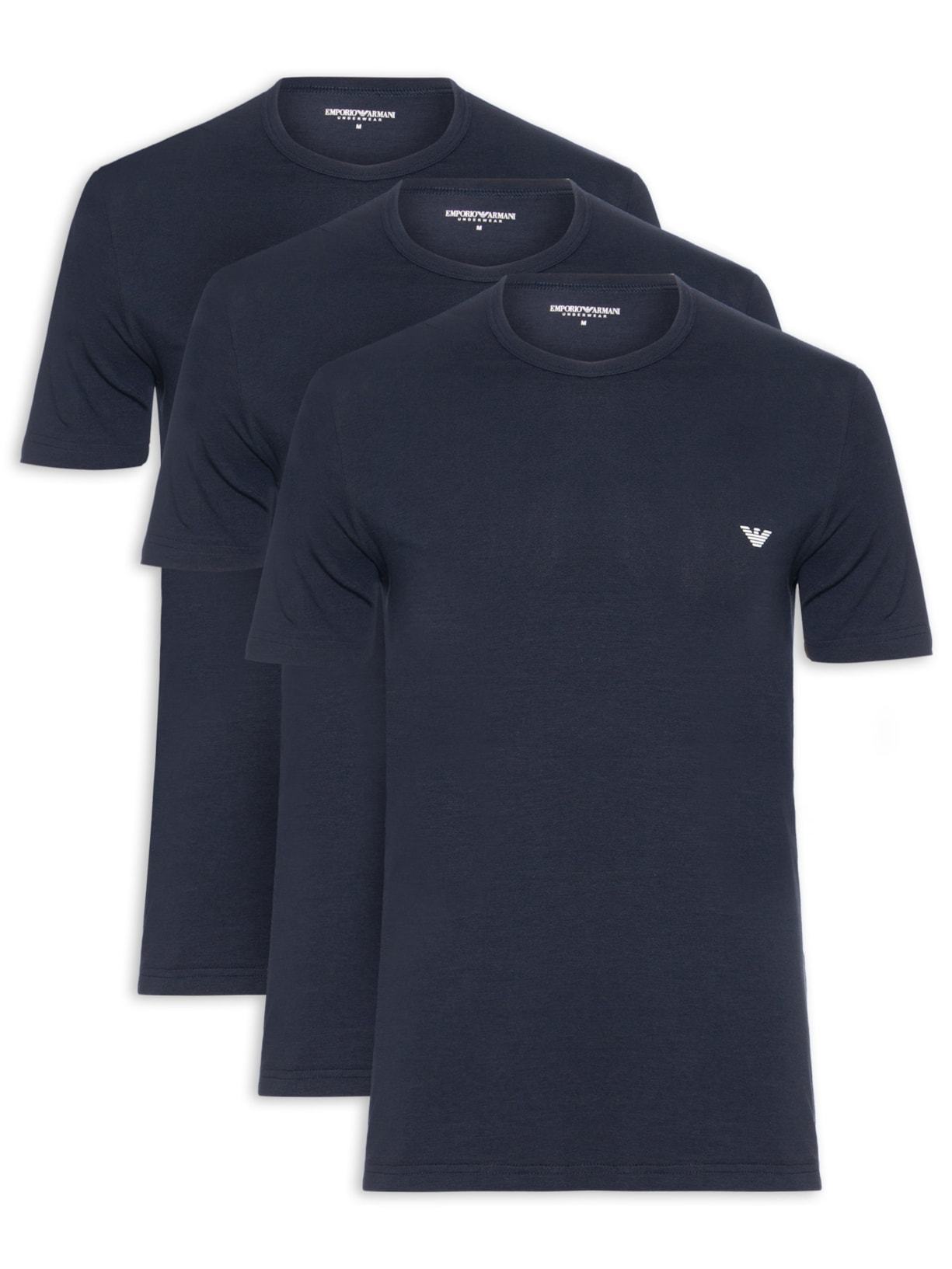 Kit De Camiseta Masculina 2 Peças Mc Parte Alta Azul Emporio Armani Bodywear