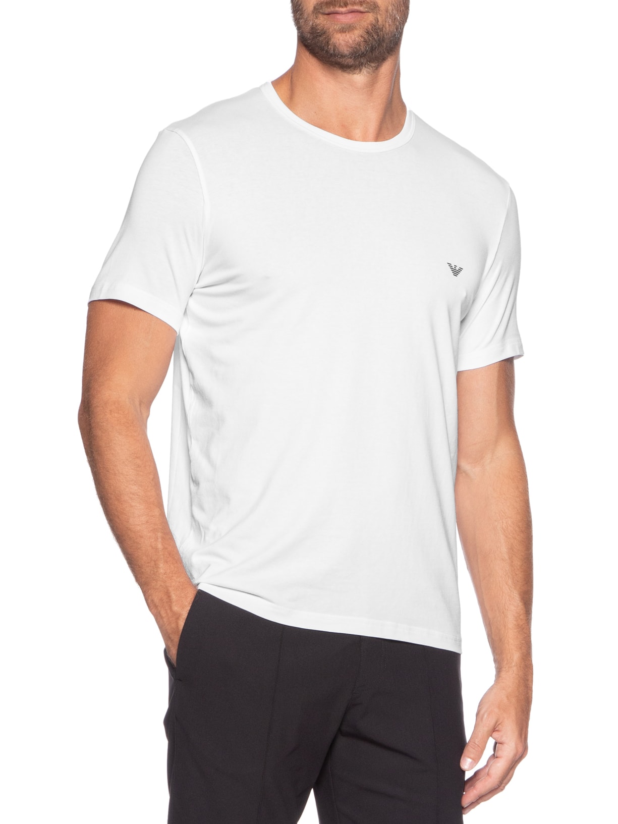Kit De Camiseta Masculina 2 Peças Mc Parte Alta Branco Emporio Armani Bodywear