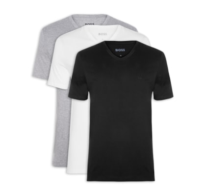 Kit De Camisetas Masculina Gola V 3 Peças Classic - Sortido