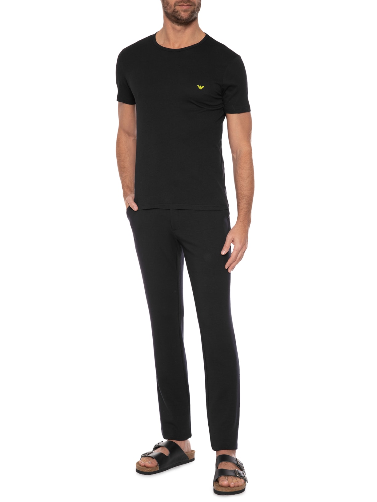 Kit De Camisetas Masculina Knit 2 Peças Preto Emporio Armani Bodywear