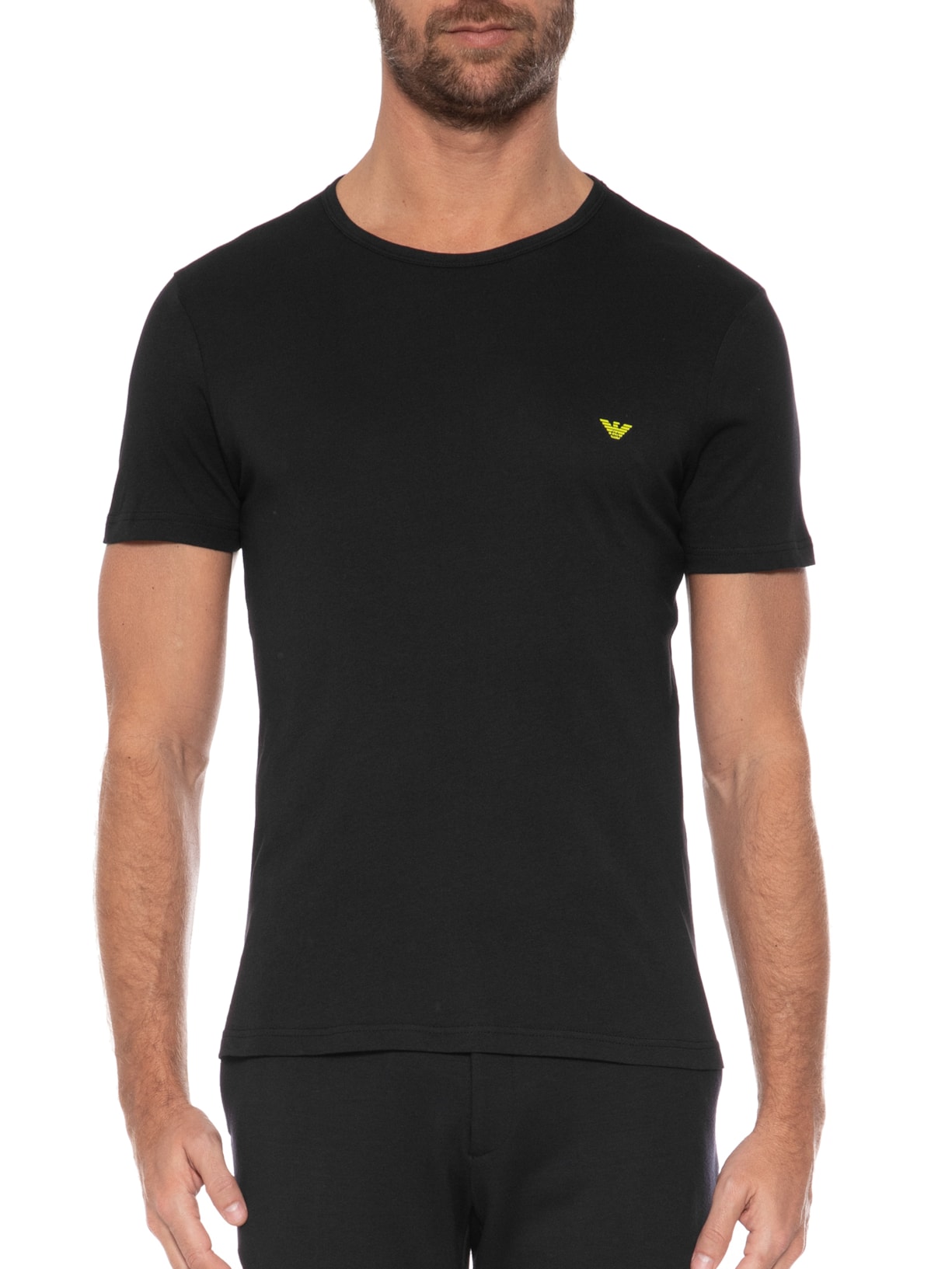 Kit De Camisetas Masculina Knit 2 Peças Preto Emporio Armani Bodywear