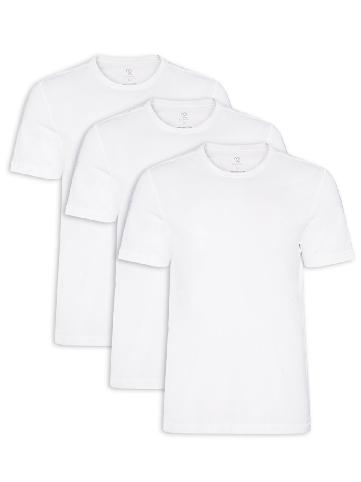 Kit De Camisetas Masculina Pima Manga Curta Gola Careca Regular Fit 3 Peças - Branco
