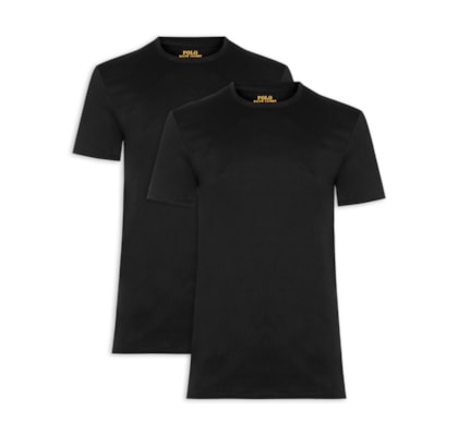 Kit de Camisetas Masculinas 2 Peças Classic Crewneck Undershirt - Preta