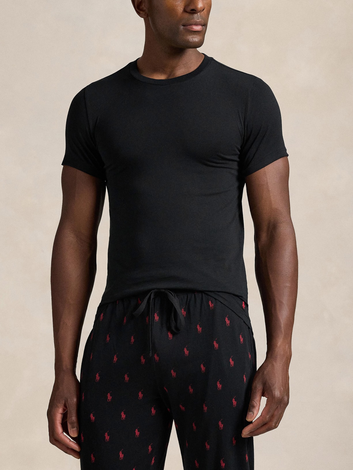 Kit de Camisetas Masculinas 2 Peças Classic Crewneck Undershirt Preta Polo Ralph Lauren