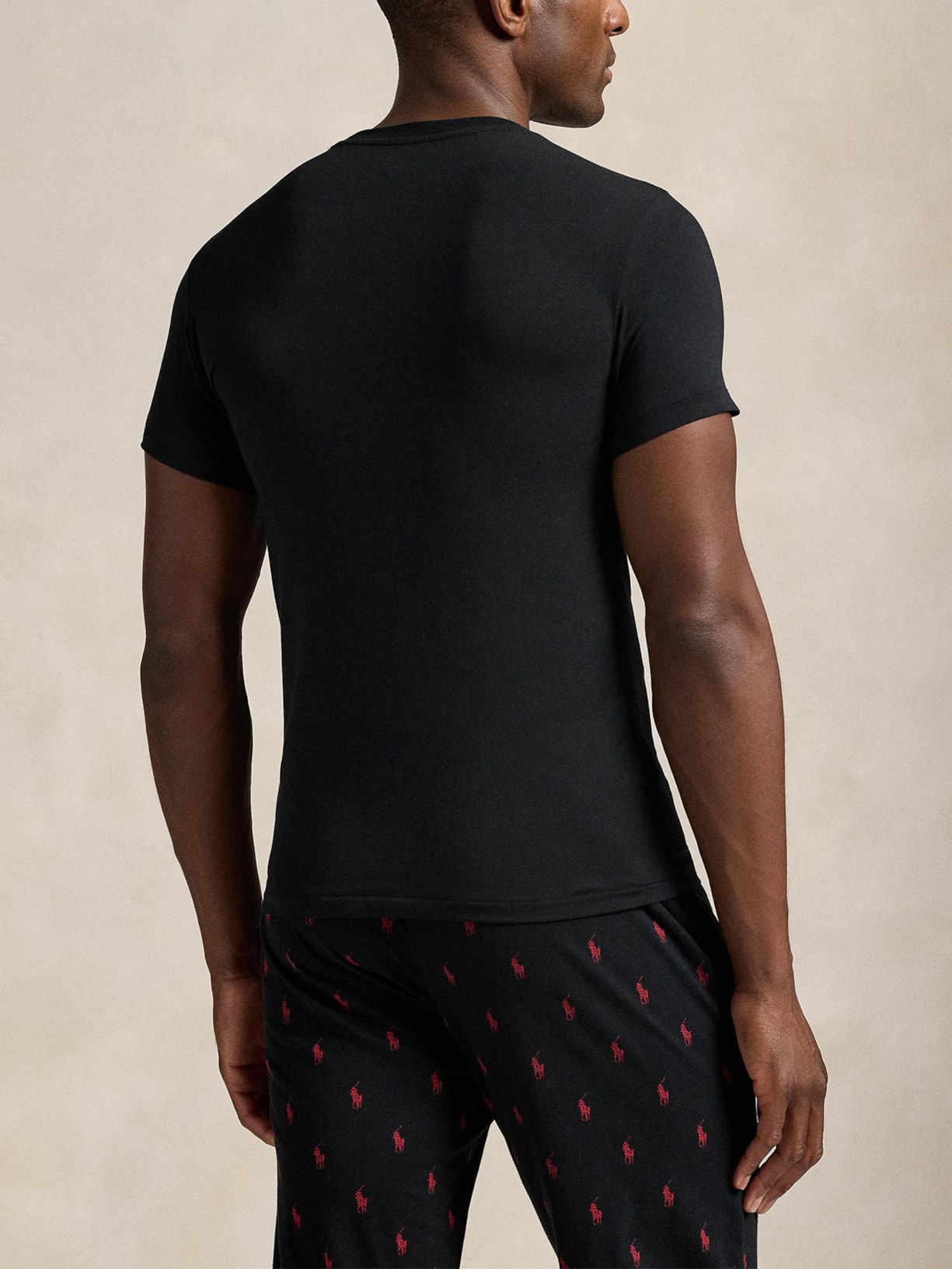 Kit de Camisetas Masculinas 2 Peças Classic Crewneck Undershirt Preta Polo Ralph Lauren