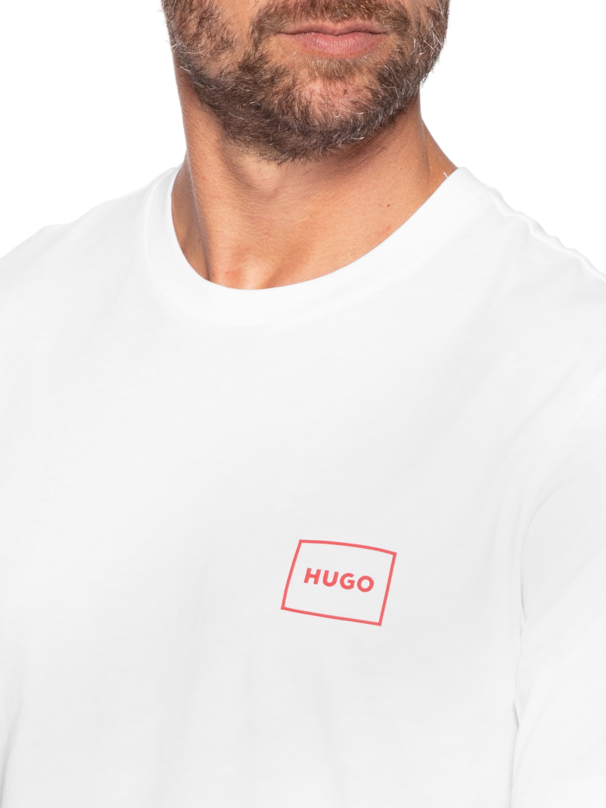 Kit De Camisetas Masculinas 2 Peças Crew Neck Branco Hugo