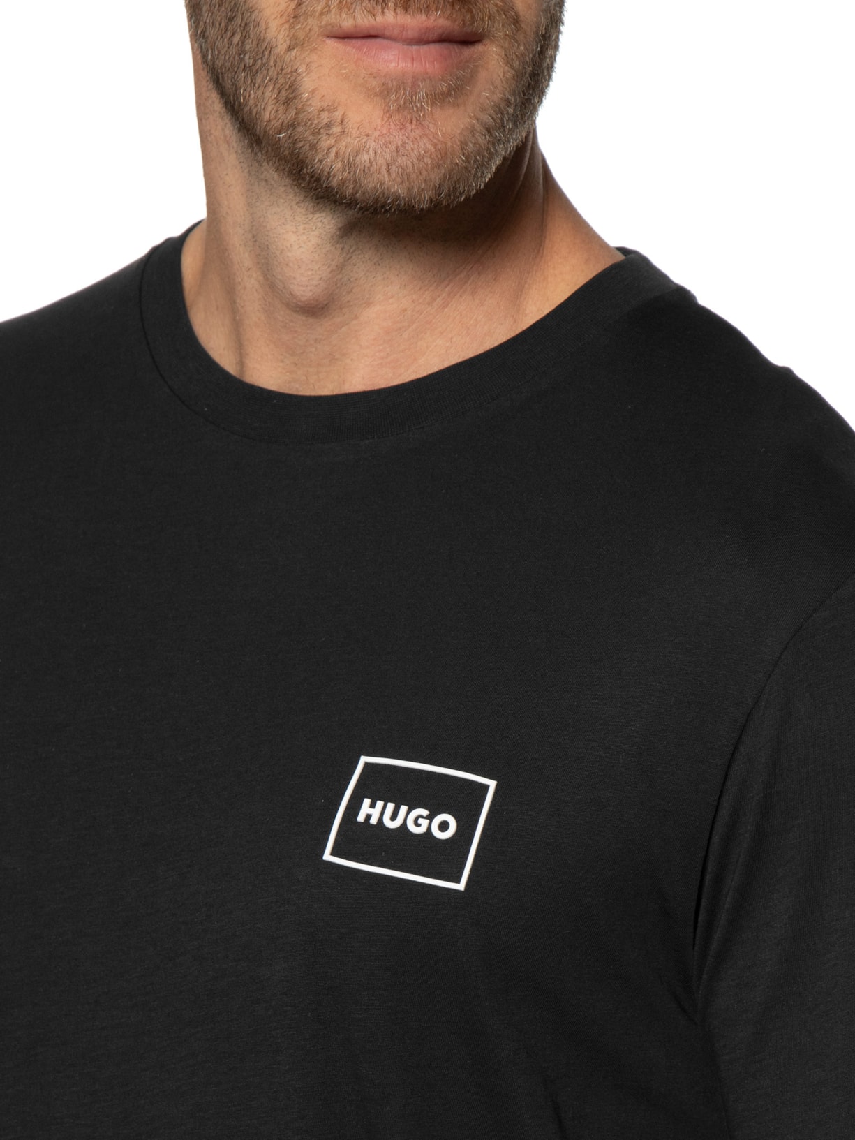 Kit De Camisetas Masculinas 2 Peças Crew Neck Preto Hugo