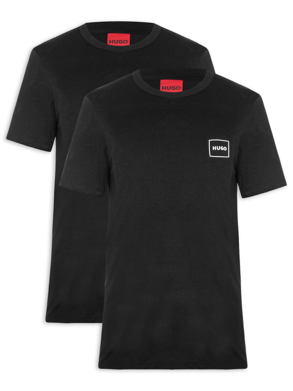 Kit De Camisetas Masculinas 2 Peças Crew Neck Preto Hugo