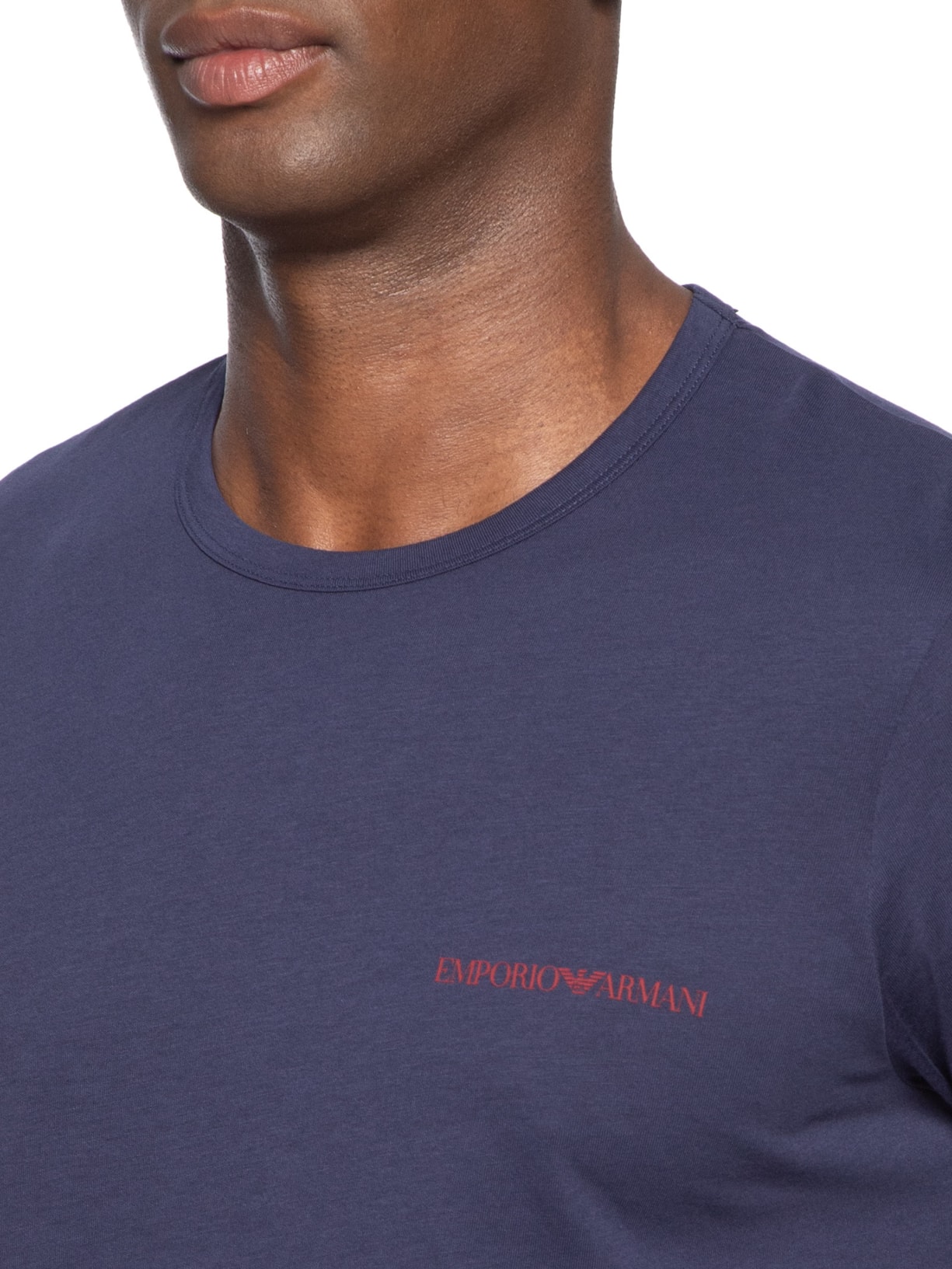 Kit De Camisetas Masculinas 2 Peças Mc Crew Neck Azul Emporio Armani Bodywear