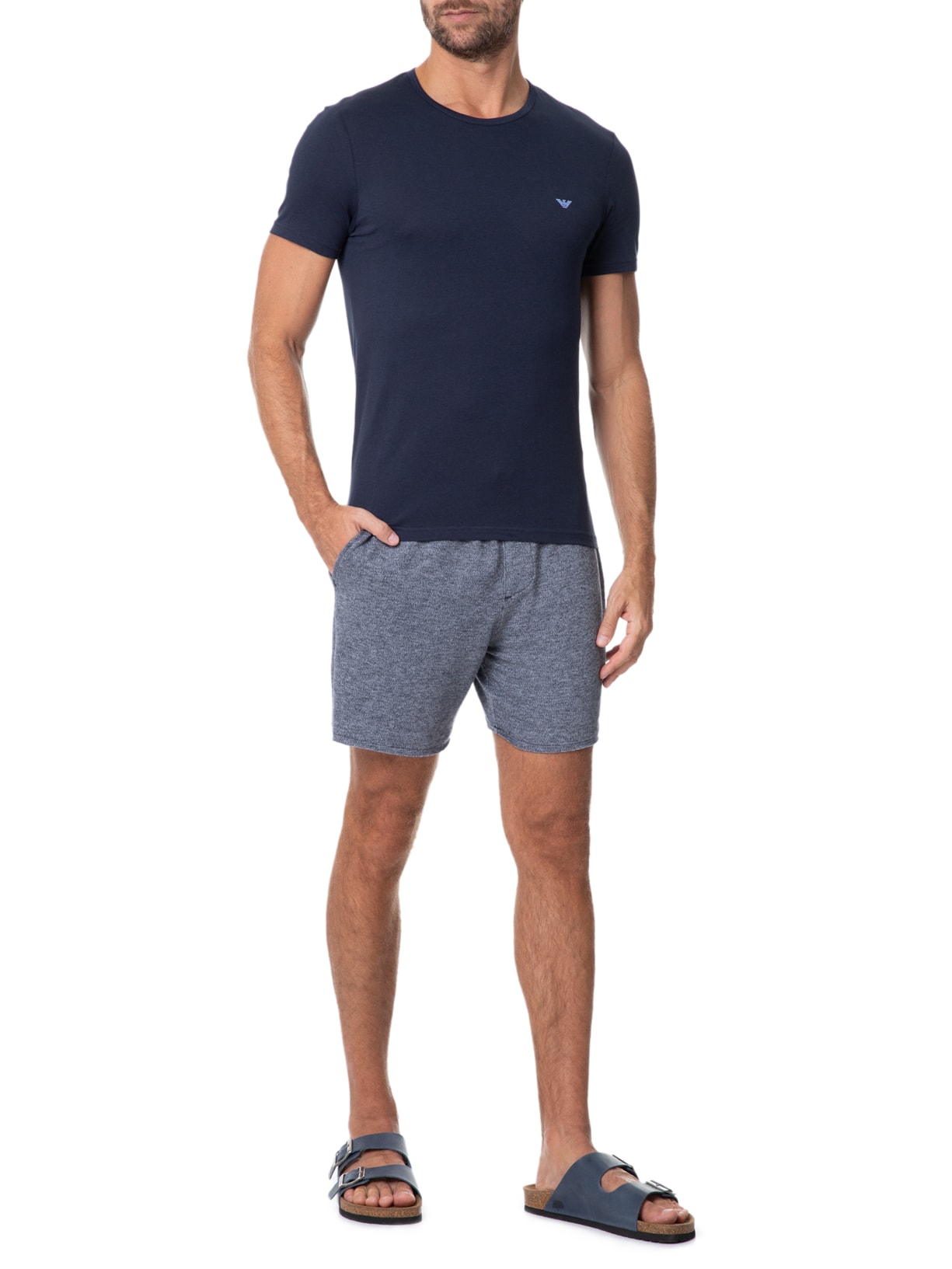 Kit De Camisetas Masculinas 2 Unidades Azul Emporio Armani Bodywear