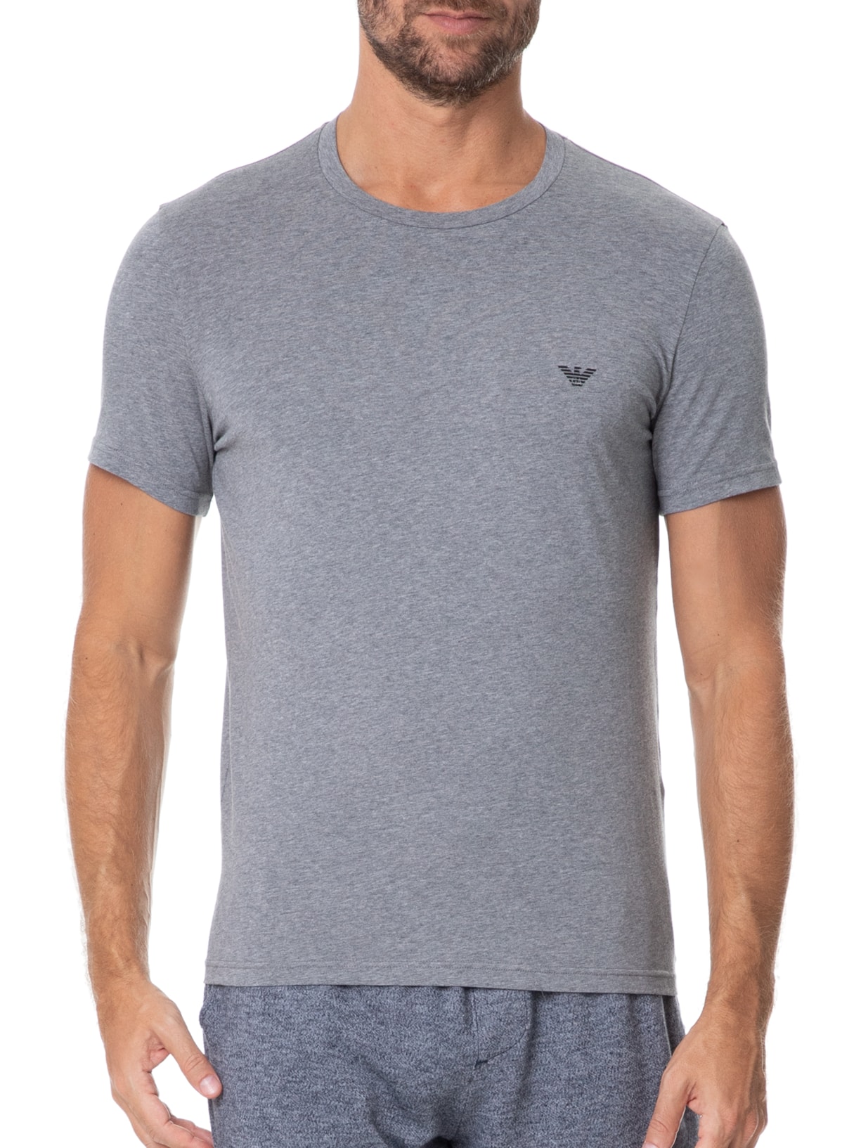 Kit De Camisetas Masculinas 2 Unidades Cinza Emporio Armani Bodywear