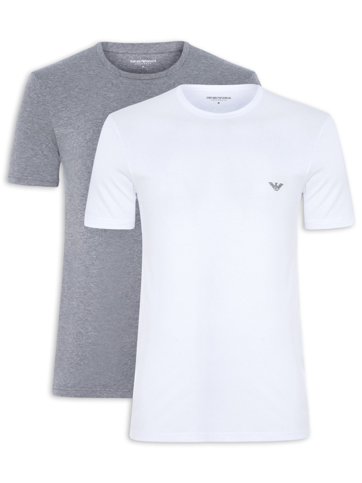 Kit De Camisetas Masculinas 2 Unidades Cinza Emporio Armani Bodywear