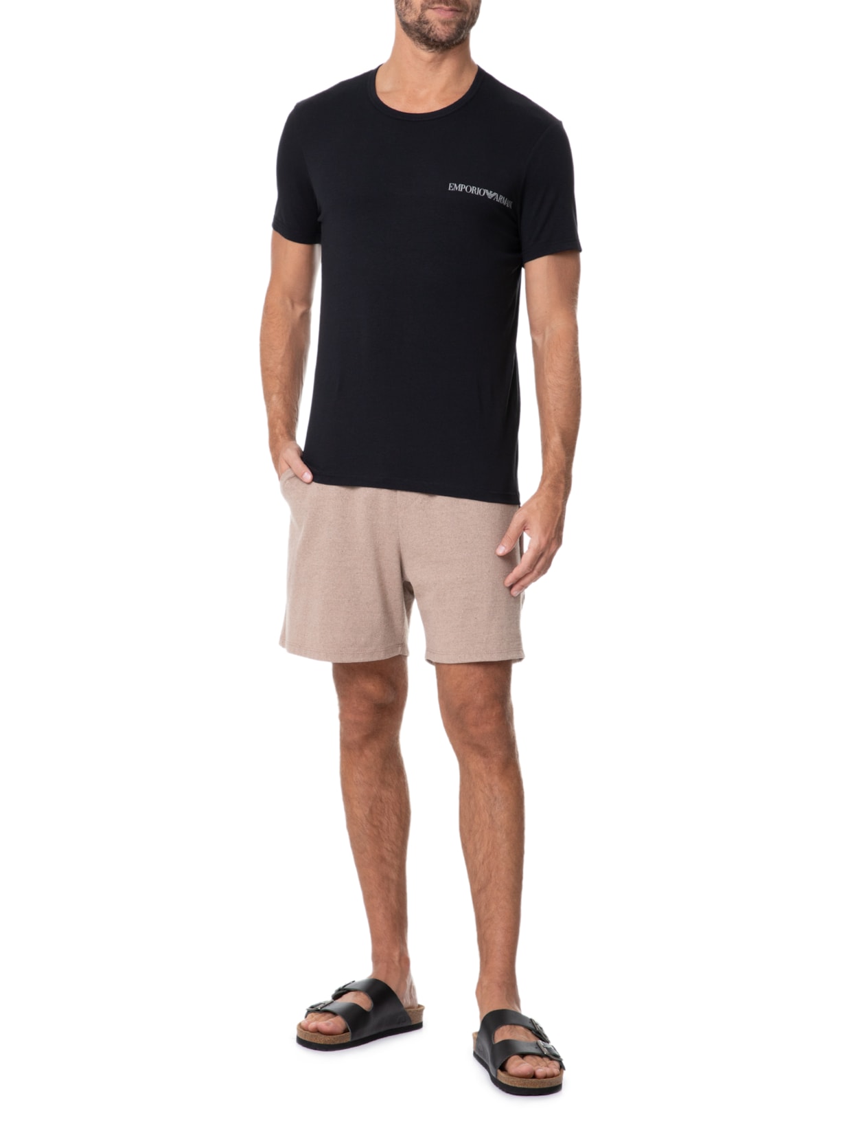 Kit De Camisetas Masculinas 2 Unidades Preto Emporio Armani Bodywear