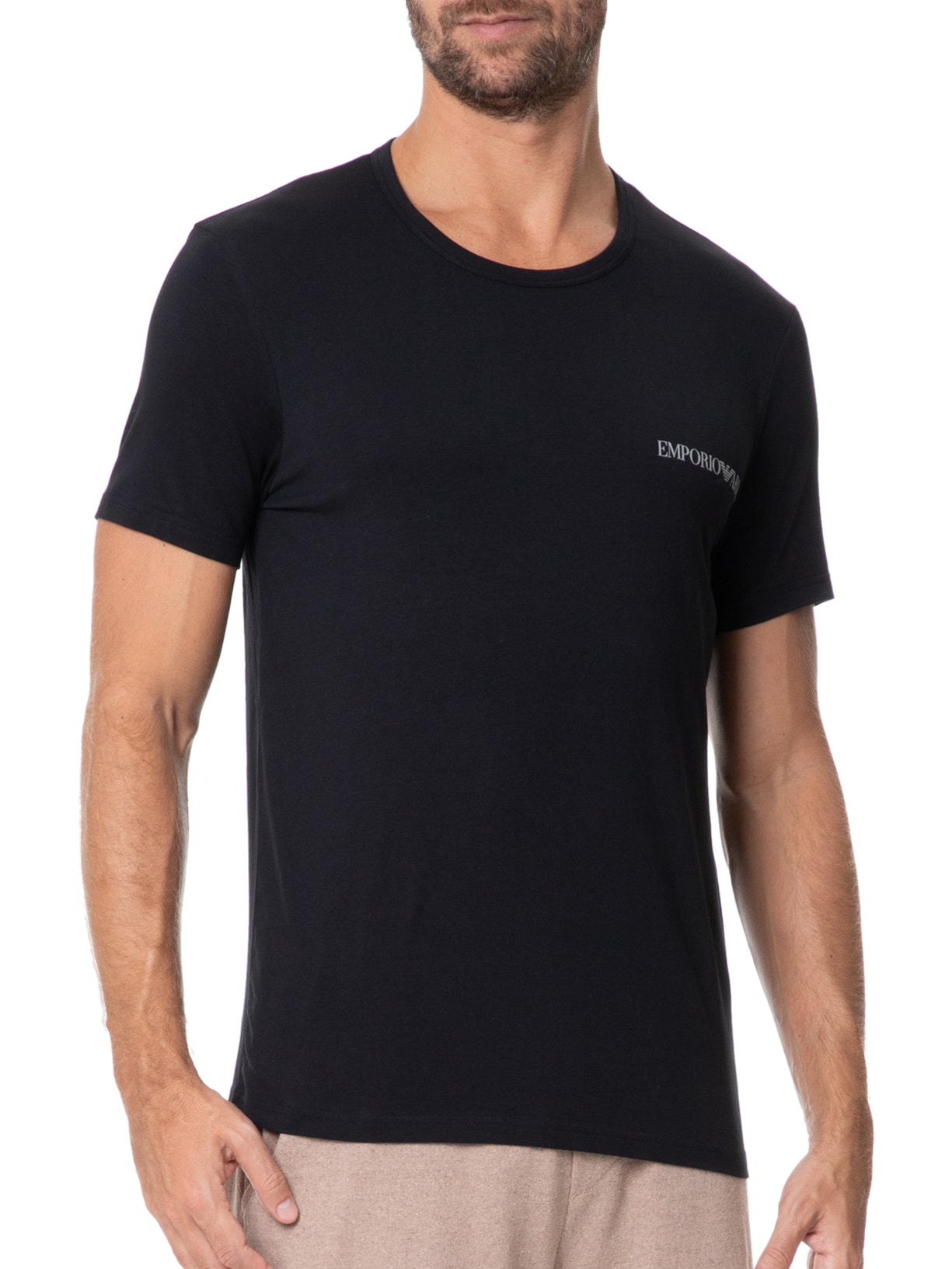 Kit De Camisetas Masculinas 2 Unidades Preto Emporio Armani Bodywear