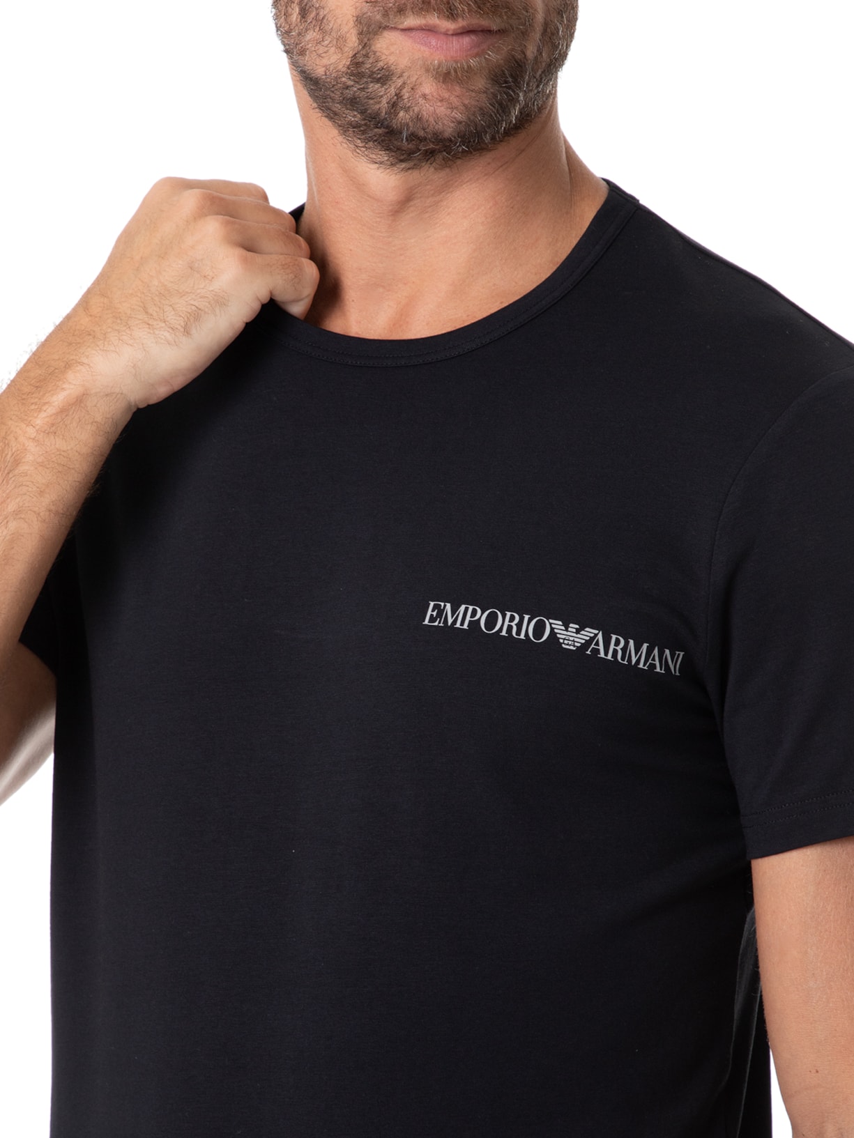 Kit De Camisetas Masculinas 2 Unidades Preto Emporio Armani Bodywear