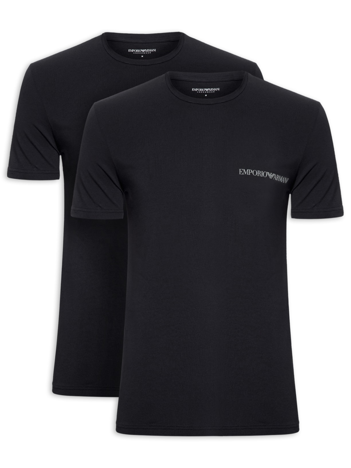Kit De Camisetas Masculinas 2 Unidades Preto Emporio Armani Bodywear