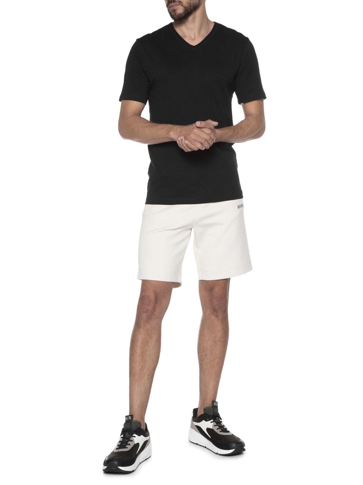 Kit De Camisetas Masculinas 3 Peças Gola V Classic Preto Boss