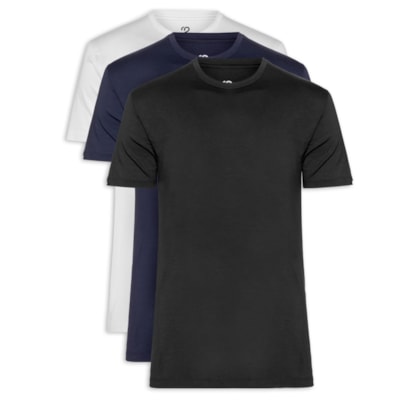 Kit De Camisetas Masculinas 3 Peças Tech Em Modal - Azul