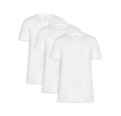 Kit De Camisetas Masculinas 3 Peças Tech Em Modal - Branco