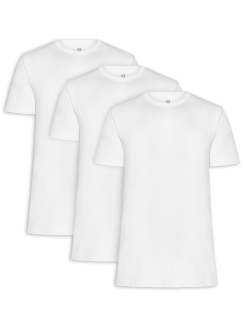 Kit De Camisetas Masculinas 3 Peças Tech Em Modal - Branco