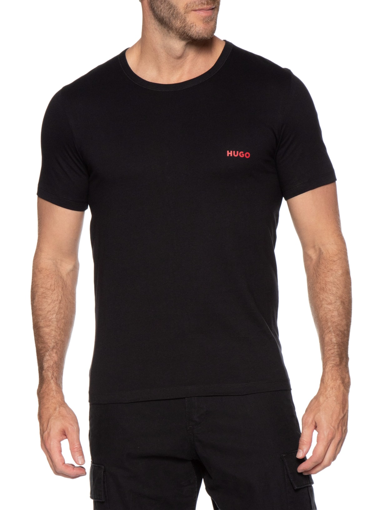 Kit De Camisetas Masculinas 3 Peças Triplet Preto Hugo