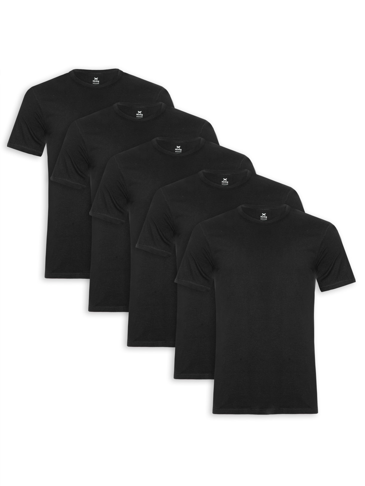 Kit De Camisetas Masculinas 5 peças Preto Hering