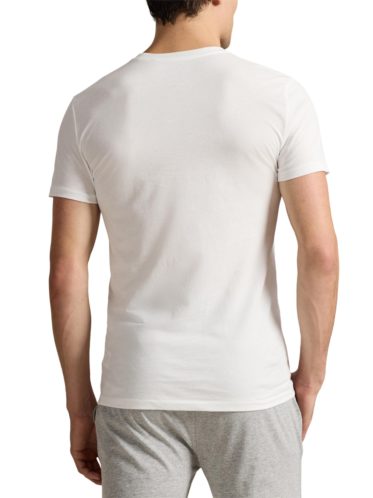 Kit de Camisetas Masculinas Crewneck 3-Pack Cotton Branco Polo Ralph Lauren