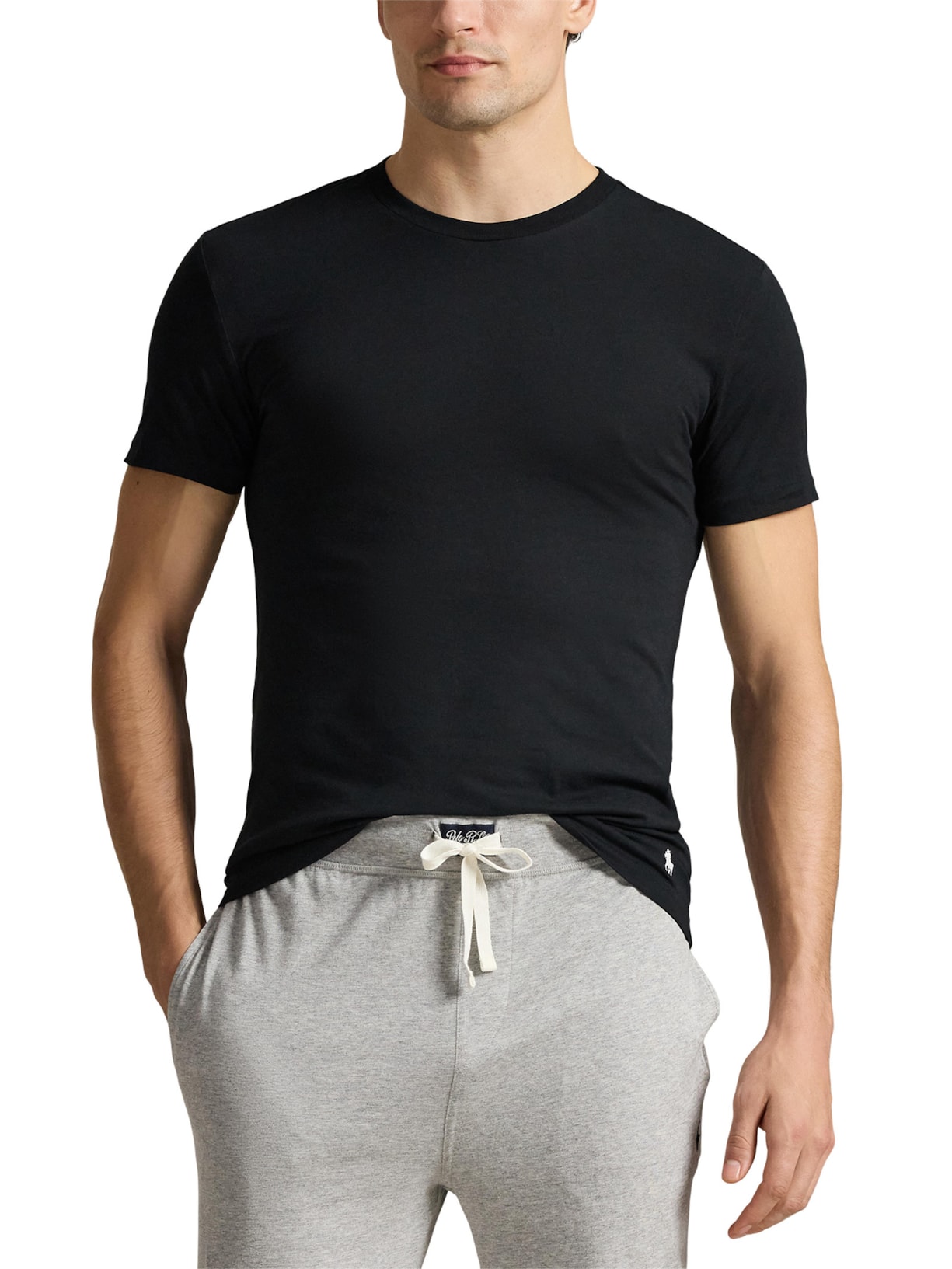 Kit de Camisetas Masculinas Crewneck 3-Pack Cotton Branco Polo Ralph Lauren