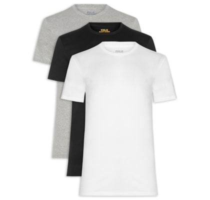 Kit de Camisetas Masculinas Crewneck 3-Pack Cotton - Branco