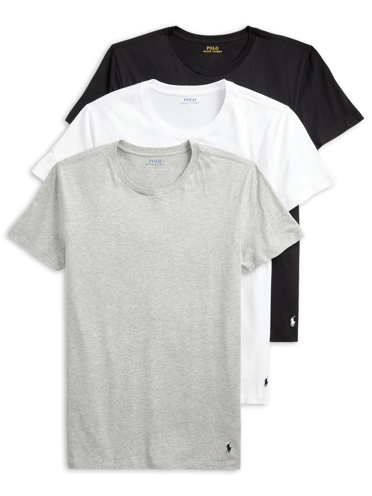 Kit de Camisetas Masculinas Crewneck 3-Pack Cotton Branco Polo Ralph Lauren