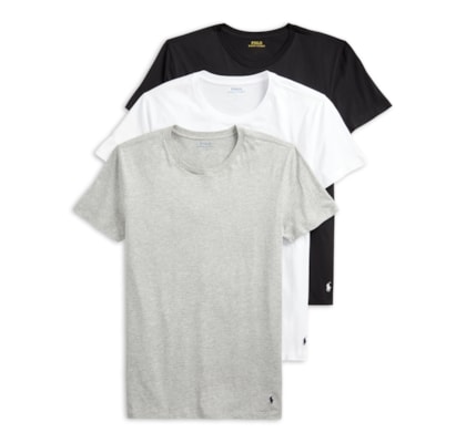 Kit de Camisetas Masculinas Crewneck 3-Pack Cotton - Branco