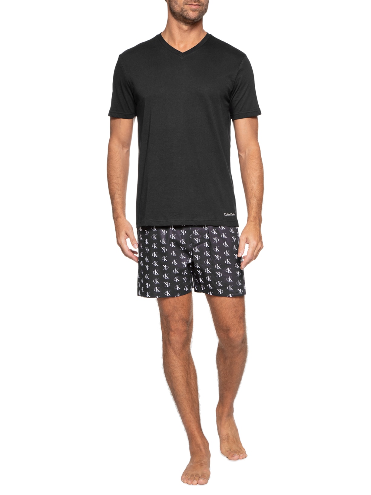 Kit de Camisetas Masculinas V-neck 2 Peças Preto Calvin Klein Underwear