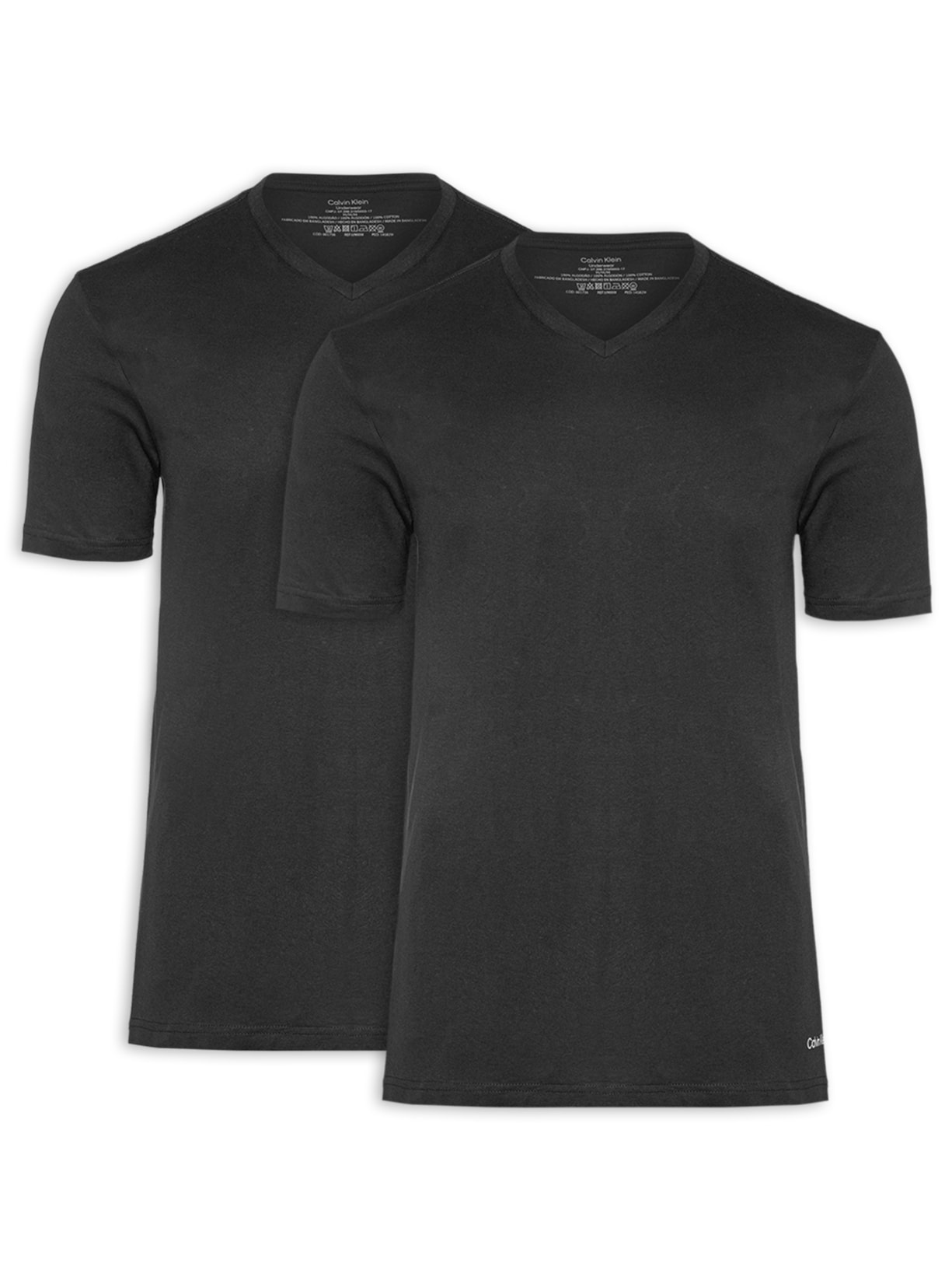 Kit de Camisetas Masculinas V-neck 2 Peças Preto Calvin Klein Underwear