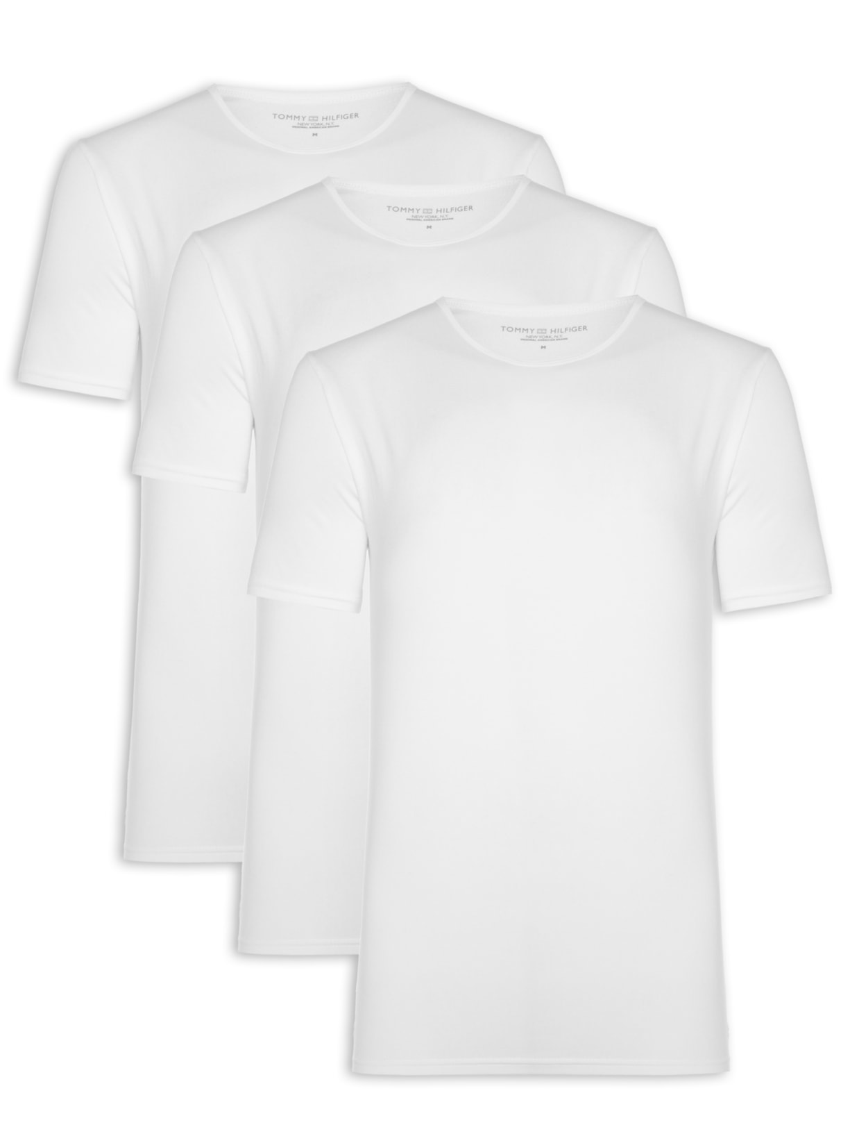 Kit De Camisetas Stretch Cn Tee 3 Peças - Branco