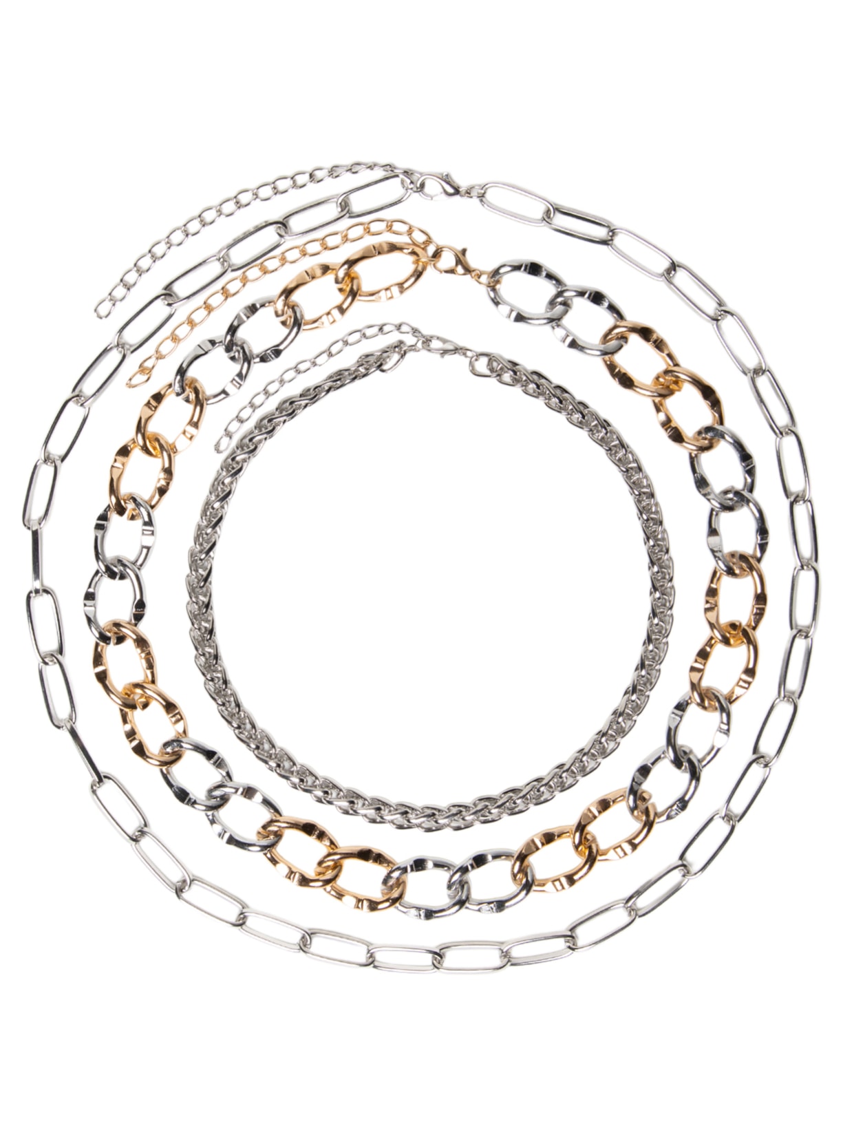 Kit De Colares Femininos Correntes Maxi Prateado Basiq