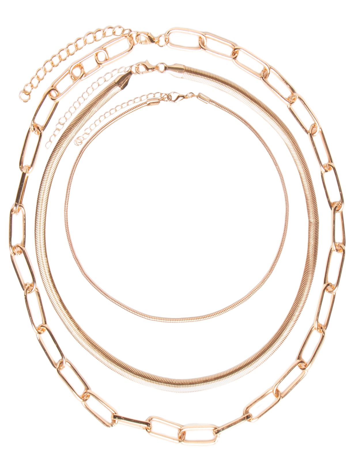 Kit De Colares Femininos Diferentes Elos - Dourado