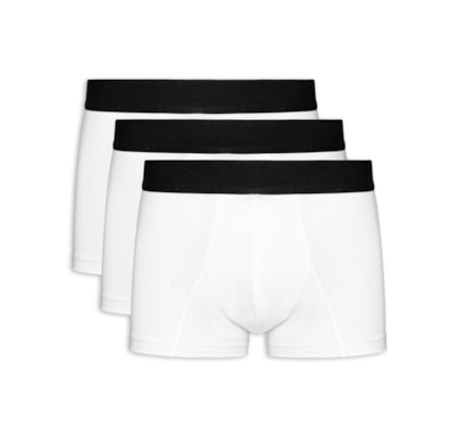 Kit De Cueca Trunk Elástico Pima 3 Peças - Branco