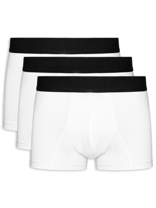 Kit De Cueca Trunk Elástico Pima 3 Peças - Branco