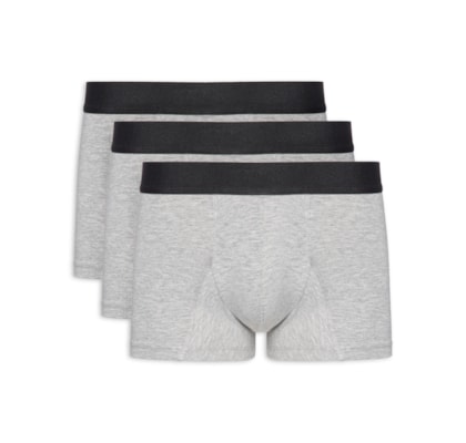Kit De Cueca Trunk Elástico Pima 3 Peças - Cinza