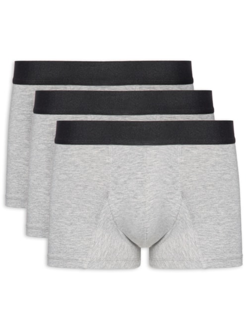 Kit De Cueca Trunk Elástico Pima 3 Peças - Cinza