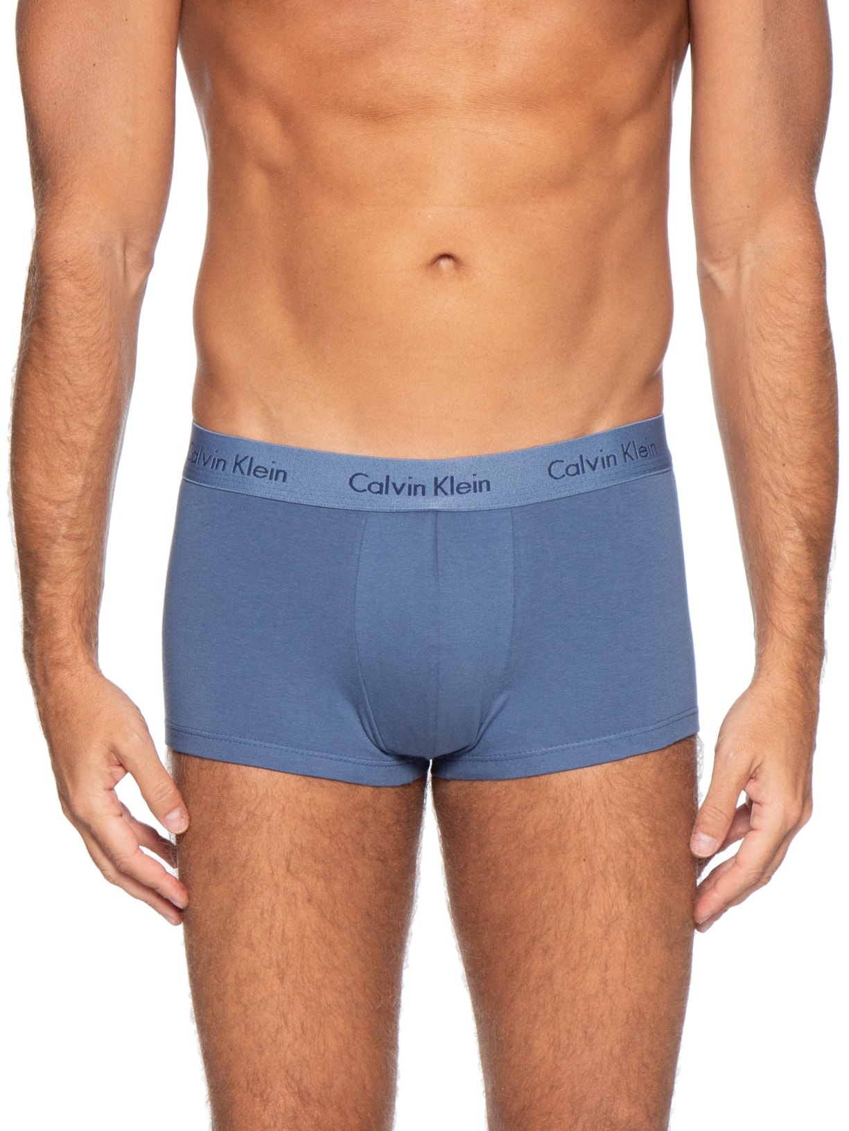 Kit De Cuecas 3 Peças Low Rise Trunk Azul Calvin Klein Underwear