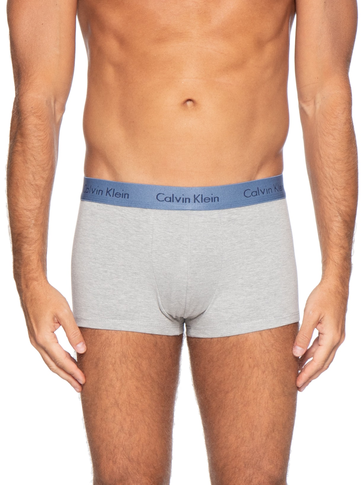 Kit De Cuecas 3 Peças Low Rise Trunk Azul Calvin Klein Underwear