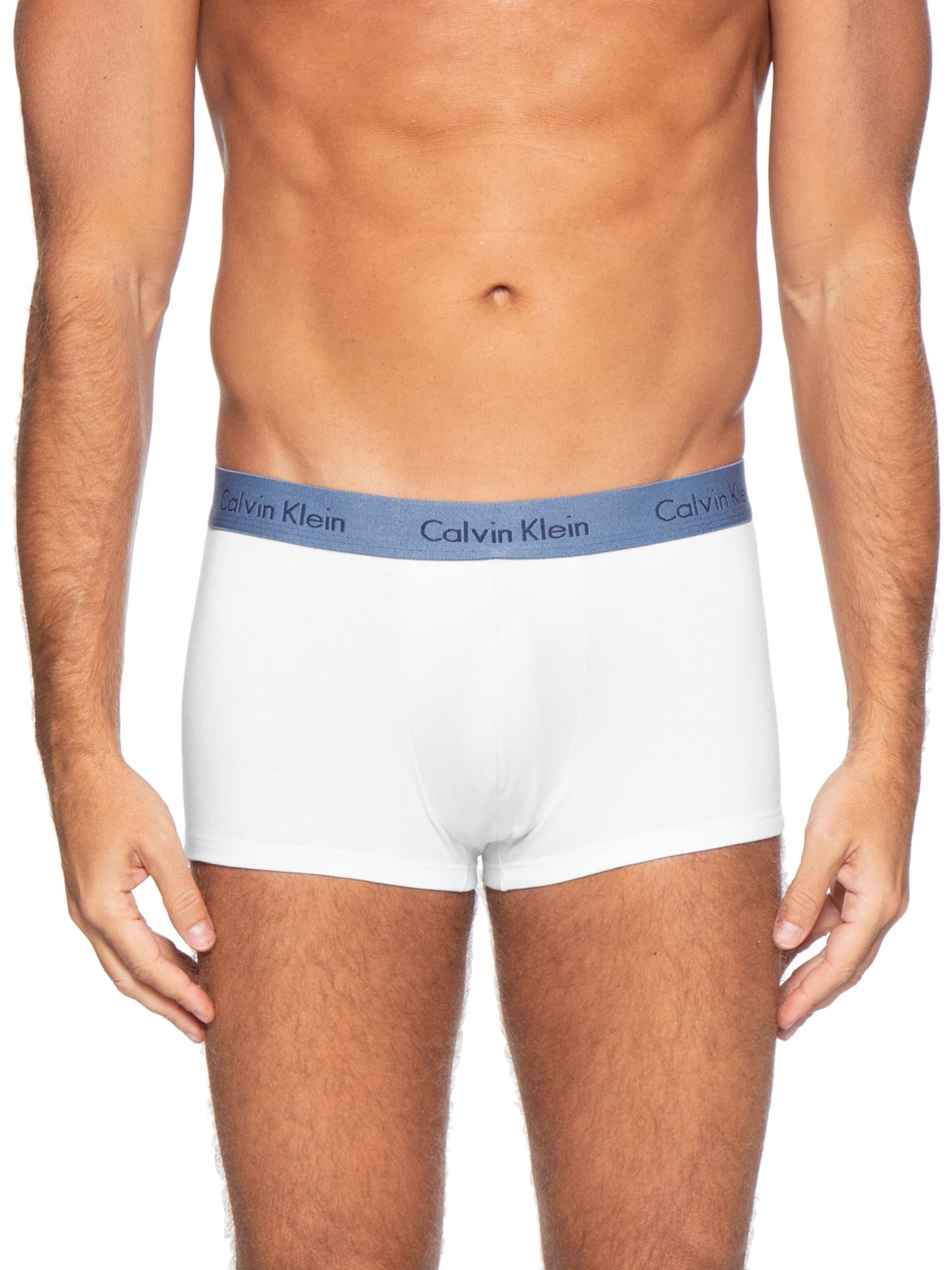Kit De Cuecas 3 Peças Low Rise Trunk Azul Calvin Klein Underwear